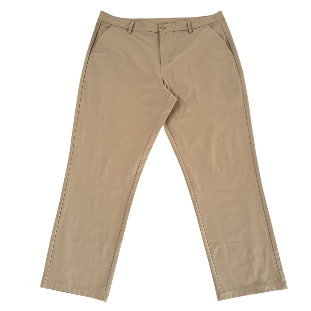 Libin 38x28 Khaki Tan Performance Stretch Flat Front Mens Golf Pants